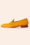 Amrit Dawani_Yellow Leather Solid Slip On Loafers_Online_at_Aza_Fashions