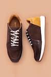 Shop_Amrit Dawani_Brown Suede Leather Sneakers _at_Aza_Fashions