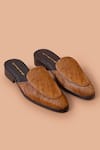 Buy_Amrit Dawani_Brown Textured Mule Shoes _at_Aza_Fashions