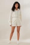 Buy Cupid Cotton Off White Jersey Lace, Embroidery Collared Polka Dot Shirt And Shorts Set at Aza Fashions Buy_Cupid Cotton_Off White Jersey Lace, Embroidery Collared Polka Dot Shirt And Shorts Set_at_Aza_Fashions