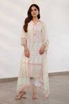 Buy_Mulmul_White 100% Pure Mulmul Embroidered And Trent Floral Jaal Work Kurta Set _at_Aza_Fashions