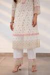 Mulmul_White 100% Pure Mulmul Embroidered And Trent Floral Jaal Work Kurta Set _at_Aza_Fashions