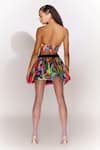 Shop_Mini Sondhi_Multi Color Upcycled Fabric Applique Embroidered Paint Stain Skirt _at_Aza_Fashions