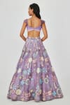 Shop_Aisha Rao_Purple Satin Organza Darya Floral Applique 10 Kali Lehenga Set  _at_Aza_Fashions