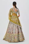 Shop_Aisha Rao_Grey Tissue Embellished Floral Banou 16 Kali Bridal Lehenga Set  _at_Aza_Fashions