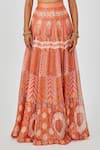 Aisha Rao_Orange Georgette Printed Floral Square Farhat Geometric And Skirt Set  _at_Aza_Fashions