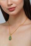 Buy Zariin Green Carved Onyx Embellished Pendant Necklace at Aza Fashions Buy_Zariin_Green Carved Onyx Embellished Pendant Necklace _at_Aza_Fashions