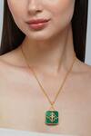 Buy_ZARIIN_Green Onyx Embellished Pendant Necklace _at_Aza_Fashions