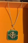 Shop_ZARIIN_Green Onyx Embellished Pendant Necklace _at_Aza_Fashions
