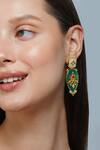 Buy Zariin Green Crystals, Stones Onyx Embellished Earrings at Aza Fashions Buy_Zariin_Green Crystals, Stones Onyx Embellished Earrings _at_Aza_Fashions