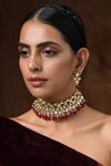 Buy_Paisley Pop_Gold Plated Stone Kundan Choker Set _at_Aza_Fashions