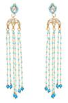 Shop_Paisley Pop_Blue Beads Kundan Chain Earrings _at_Aza_Fashions