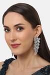 Buy_Tizora_White Faux Diamonds Dancing Pears Drop Earrings _at_Aza_Fashions