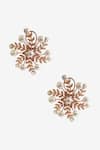 Shop_Prerto_Gold Plated Swarovski Crystal Elsa Floral Statement Studs_at_Aza_Fashions