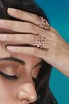 Buy_PRERTO_Gold Plated Crystals Spiral Swarovski Ring_at_Aza_Fashions