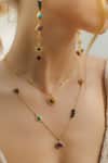 Buy_Zariin_Gold Plated Multi Stone Healing Layered Necklace _at_Aza_Fashions