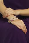 Buy_Moh-Maya by Disha Khatri_Gold Plated Stones, Diamonds, Cut Work Kundan Bangles Set Of 2 _at_Aza_Fashions