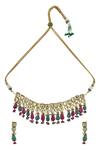 Shop_Kista_Brown Polkis, Emeralds Drop Embellished Choker Set_at_Aza_Fashions