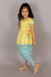 Lil Drama Yellow Cotton Tassels Folklore Printed Kurta And Dhoti Pant Set Online at Aza Fashions Lil Drama_Yellow Cotton Tassels Folklore Printed Kurta And Dhoti Pant Set _Online_at_Aza_Fashions
