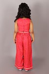 Shop_LIL DRAMA_Pink Polyester Printed Geometric Folklore Pattern Crop Top And Pant Set _at_Aza_Fashions