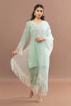 Buy_Kalakaari By Sagarika_Green Cotton Bandhani V Neck Straight Kurta Pant Set _at_Aza_Fashions