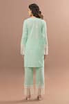 Shop_Kalakaari By Sagarika_Green Cotton Lace Cut Work Kurta With Pant_at_Aza_Fashions