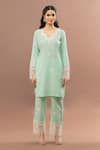 Buy_Kalakaari By Sagarika_Green Cotton Lace Cut Work Kurta With Pant_Online_at_Aza_Fashions