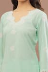 Shop_Kalakaari By Sagarika_Green Cotton Lace Cut Work Kurta With Pant_Online_at_Aza_Fashions
