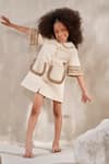 Buy_Jasmine And Alaia_Beige Cotton Textured Fabric Embroidered The Hazel Dress  _at_Aza_Fashions