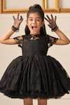 Buy_Jasmine And Alaia_Black Lace Tulle Embroidered Cutwork Elsa Floral Cutout Flared Dress  _at_Aza_Fashions