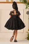 Shop_Jasmine And Alaia_Black Lace Tulle Embroidered Cutwork Elsa Floral Cutout Flared Dress_at_Aza_Fashions