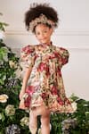 Jasmine And Alaia_Beige Silk Blend Betty Floral Pattern Dress _Online_at_Aza_Fashions