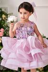 Jasmine And Alaia_Purple Organza Embroidered Sequin Isabella Layered Floral Dress  _at_Aza_Fashions