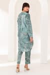 Shop_Kameez_Green Cotton Printed Marble Round Neck Kurta And Pant Set_at_Aza_Fashions
