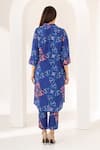 Shop_Kameez_Blue Summer Silk Printed Floral Spread Collar Savoy Kurta And Pant Set _at_Aza_Fashions