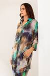 Kameez_Multi Color Summer Silk Printed And Mixed Hues Shirt & Pant Set For Women_at_Aza_Fashions