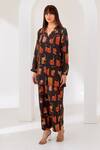 Buy Kameez Multi Color Silk Collared Night Illusion Printed Shirt And Pant Set at Aza Fashions Buy_Kameez_Multi Color Silk Collared Night Illusion Printed Shirt And Pant Set _at_Aza_Fashions
