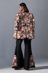Shop_Koashee By Shubitaa_Black Silk Sequins, Embroidery 3d Floral Jacket And Bell Bottom Pant Set _at_Aza_Fashions