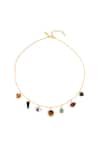 Shop_Zariin_Gold Plated Gemstones Multi Healing Pendants Necklace _at_Aza_Fashions
