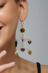 Buy_Zariin_Gold Plated Gemstones Multi Healing Earrings _at_Aza_Fashions