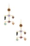 Shop_Zariin_Gold Plated Gemstones Multi Healing Earrings _at_Aza_Fashions