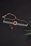 Shop_Swabhimann_Gold Plated Diamonds, Stones Layered Studded Choker Set _at_Aza_Fashions