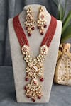 Shop_SWABHIMANN_Gold Plated Kundan Long Pendant Necklace Set _at_Aza_Fashions