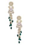 Shop_Moh-Maya by Disha Khatri_Gold Plated Beads, Crystals Kundan Long Earrings _at_Aza_Fashions