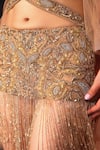 Buy_Amit GT_Gold Tulle Hand Embroidered Floral Athena Dress With Ruffled Cape  _Online_at_Aza_Fashions