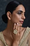 Buy Paisley Pop Gold Plated Kundan Floral Adjustable Ring at Aza Fashions Buy_Paisley Pop_Gold Plated Kundan Floral Adjustable Ring _at_Aza_Fashions