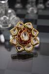 Shop Paisley Pop Gold Plated Kundan Floral Adjustable Ring at Aza Fashions Shop_Paisley Pop_Gold Plated Kundan Floral Adjustable Ring _at_Aza_Fashions