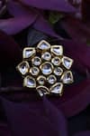 Shop Paisley Pop Gold Plated Kundan Floral Adjustable Ring at Aza Fashions Shop_Paisley Pop_Gold Plated Kundan Floral Adjustable Ring _at_Aza_Fashions