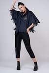Shop_Krati Jain_Black Suede Embellished Sequin Work Cowl Neck Fringe Tasselled Kaftan _Online_at_Aza_Fashions