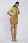 Buy_The Dramebaaz Co_Beige Cotton Round Collar Petunia Panelled Dress _Online_at_Aza_Fashions